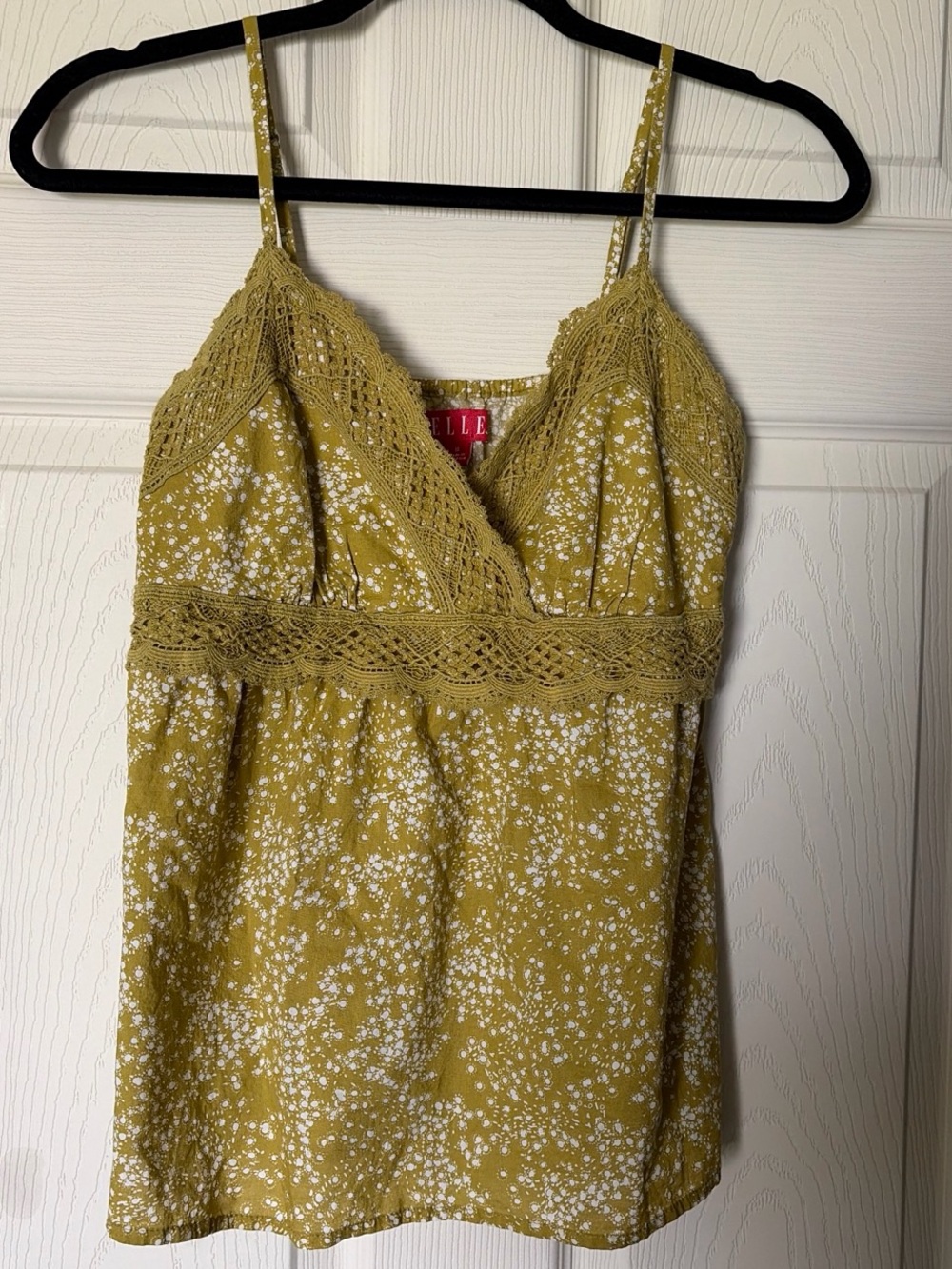 Elle Mustard Yellow Floral Lace-Trim Cami